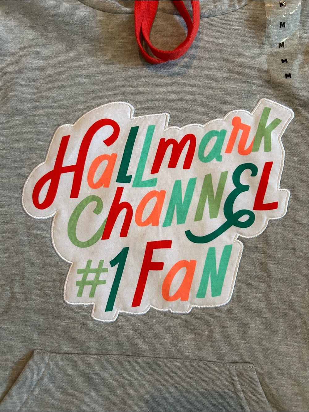 NWT Hallmark Channel #1 Fan Gray Sweatshirt Hoodie with Red Drawstring - Picture 2 of 7